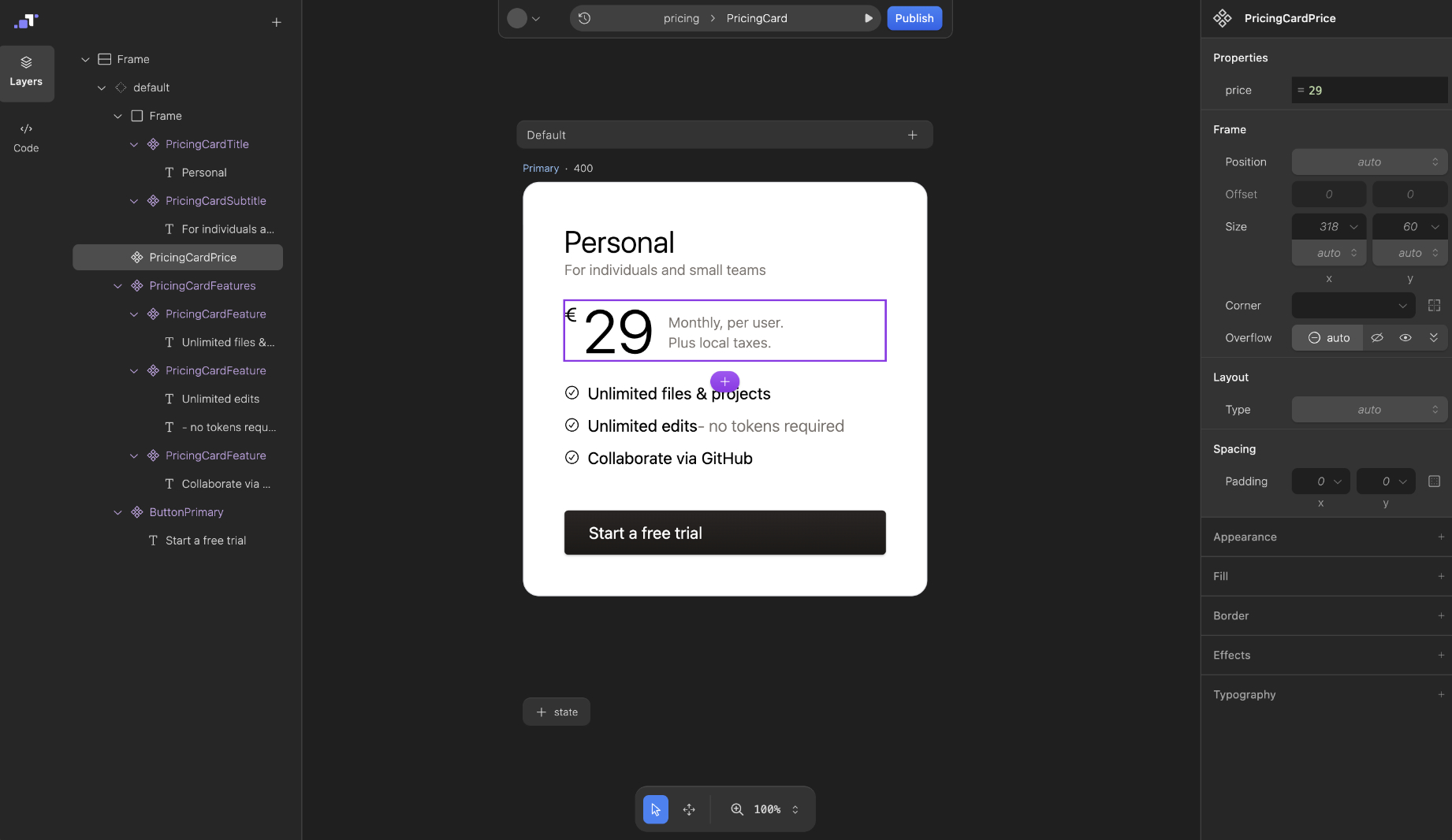 The user interface of Timeful showing a visual editor for the code file